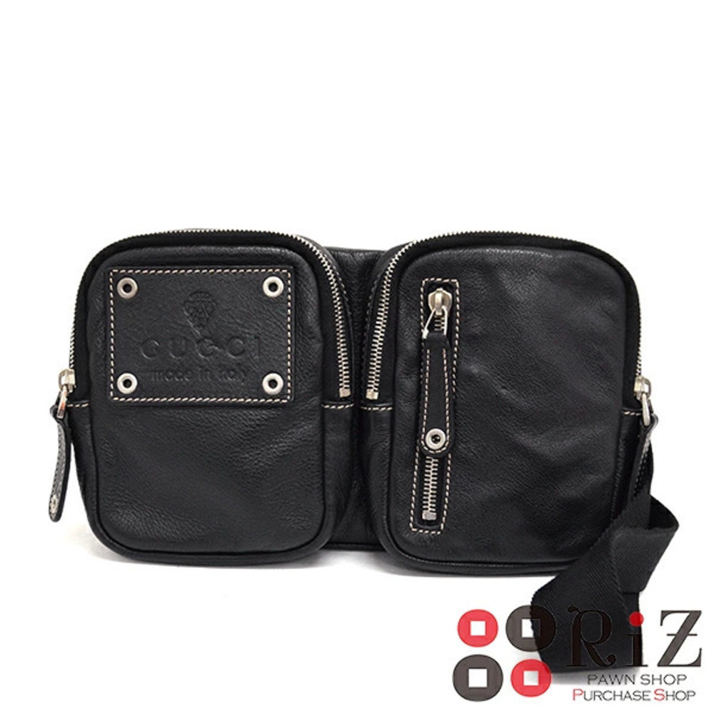 GUCCI Leather Waist Clutch Bag Body Black